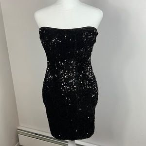 Daisy Black sequins strapless dress size small New With Tags